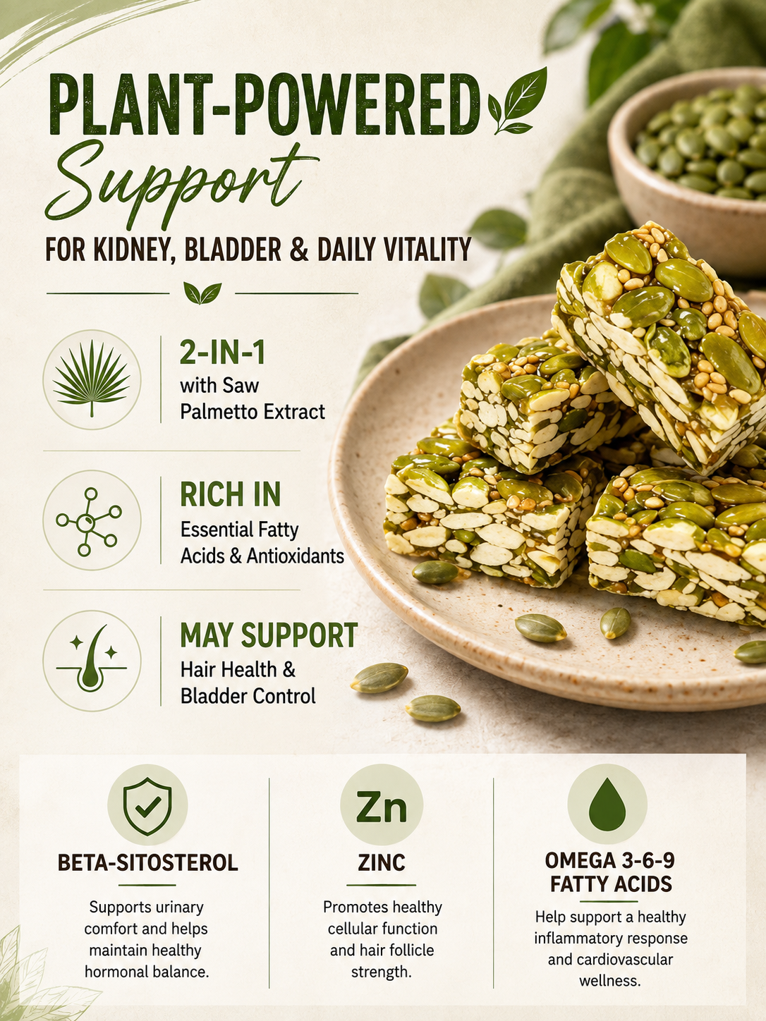 Pumpkin seed brittle – naturally strengthens the kidneys and protects the bladder from the inside out.-Skye