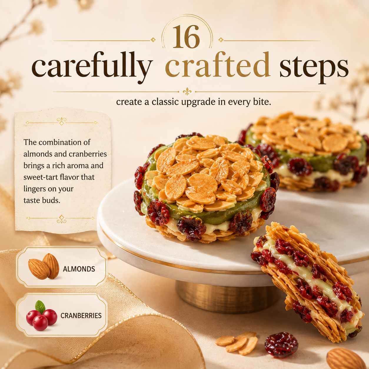 🍪✨Crispy Sandwich Cookies ‖ Matcha & Cranberry Flavor Treat - Skye