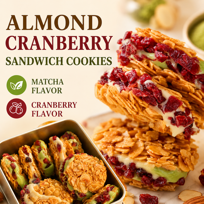 🍪✨Crispy Sandwich Cookies ‖ Matcha & Cranberry Flavor Treat - Skye