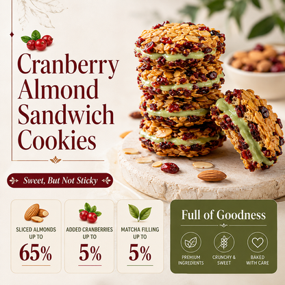 🍪✨Crispy Sandwich Cookies ‖ Matcha & Cranberry Flavor Treat - Skye